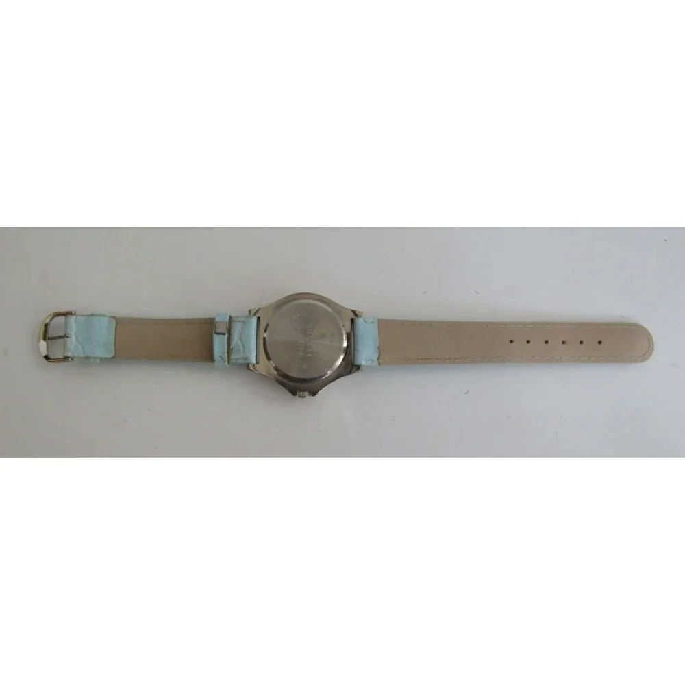 Bijoux Terner Watch Vintage Blue Leather Band Quartz Japan Movement Stainless